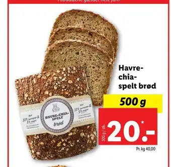 Lidl Havre- chia- spelt brød tilbud