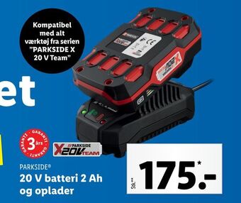Lidl 20 V batteri 2 Ah og oplader tilbud