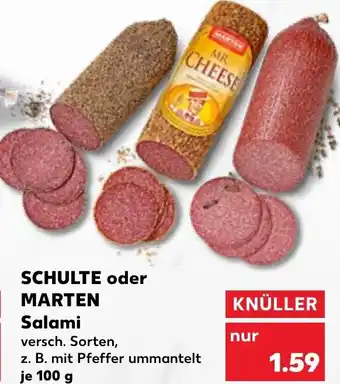 Kaufland Schulte oder Marten Salami 100 g tilbud