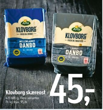 Føtex Klovborg skæreost danbo lagret tilbud