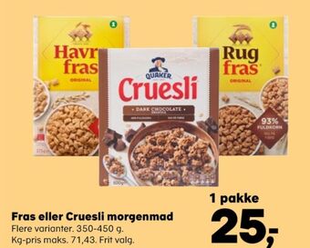 Kvickly Quaker cruesli tilbud