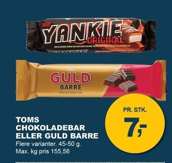 Let-Køb Toms chokoladebar eller guld barre tilbud