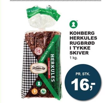 Let-Køb Kohberg herkules rugbrød i tykke skiver tilbud