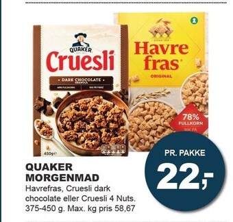 Let-Køb Quaker morgenmad tilbud
