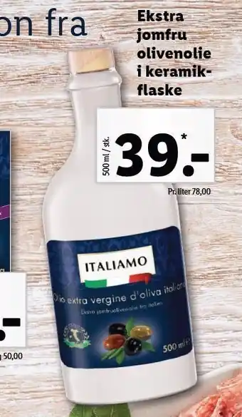 Lidl Ekstra jomfru olivenolie i keramikflaske tilbud