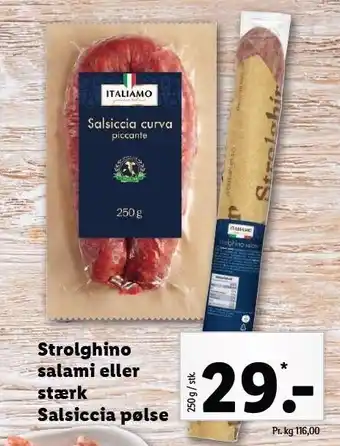 Lidl Strolghino salami el. stærk Salsiccia pølse tilbud
