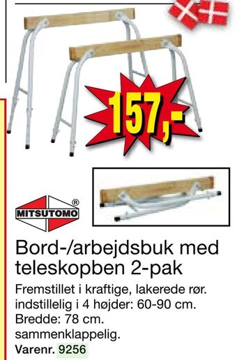 Harald Nyborg Bord-/arbejdsbuk med teleskopben 2-pak tilbud