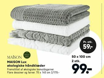 Bilka MAISON Lux økologiske håndklæder tilbud