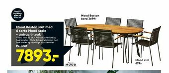 Bilka Mood Boston sæt med 6 sorte Mood stole - antracit/teak tilbud