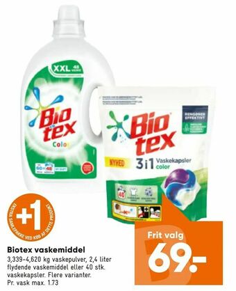 Bilka Biotex vaskemiddel tilbud