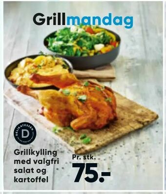 Bilka Grillkylling med valgfri salat og kartoffel tilbud