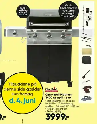 Bilka Char-Broil Platinum 3400 gasgrill - sort tilbud