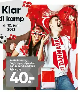 Bilka Fodboldhatte, flagkappe, slips eller pandebånd med flag tilbud