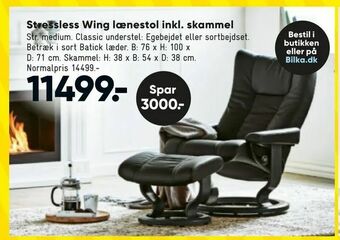 Bilka Stressless Wing lænestol inkl. skammel tilbud