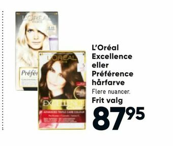 Bilka L'Oréal Excellence eller Préférence hårfarve tilbud