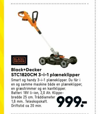 Bilka Black+Decker STC1820CM 3-i-1 plæneklipper tilbud