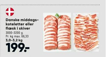 Bilka Danske middagskoteletter eller flæsk i skiver tilbud