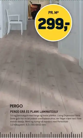 XL-BYG Pergo grå eg plank laminatgulv tilbud