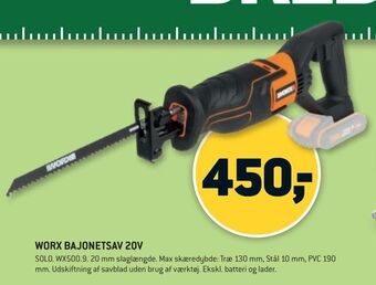 XL-BYG Worx bajonetsav 20v tilbud
