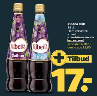 Netto Ribena konc. frugtsaft tilbud