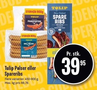 Min Købmand Tulip pølser el. spareribs tilbud