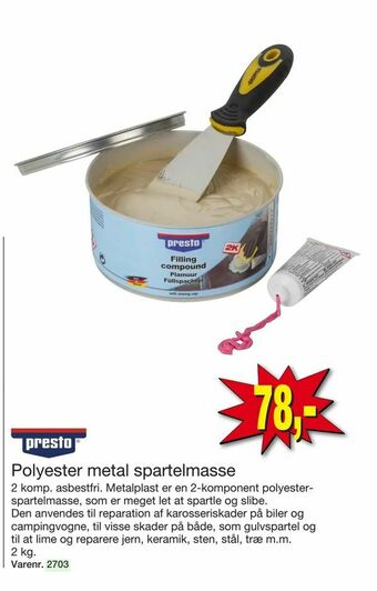 Polyester metal spartelmasse