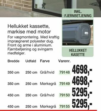 Harald Nyborg Hellukket kassette, markise med motor tilbud