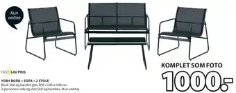 JYSK YDBY Bord + Sofa + 2 Stole  B50xL85xH38 cm tilbud