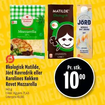 Min Købmand Økologisk Matilde, Jörd Havredrik eller Karolines Køkken Revet Mozzarella tilbud