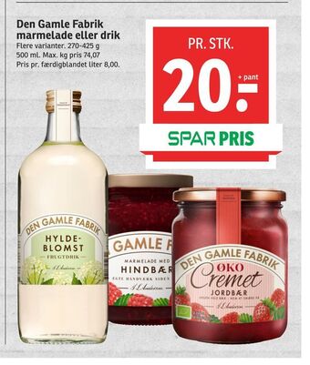 SPAR Den Gamle Fabrik marmelade eller drik tilbud