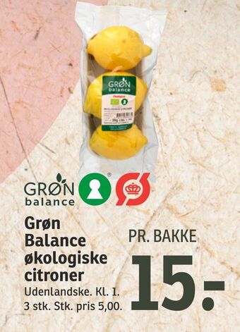 SPAR Grøn Balance økologiske citroner tilbud