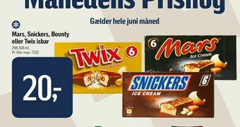Føtex Mars, Snickers, Bounty eller Twix isbar tilbud