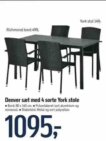 Føtex Denver sæt med 4 sorte York stole tilbud