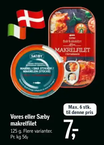 Føtex Vores eller Sæby makrelfilet tilbud