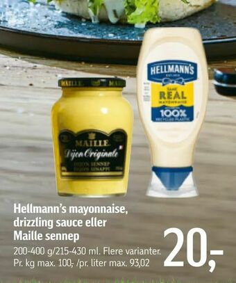 Føtex Hellmann's mayonnaise, drizzling sauce eller Maille sennep tilbud