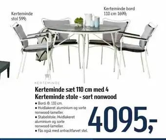 Føtex Kerteminde sæt 110 cm med 4 Kerteminde stole - sort nonwood tilbud