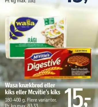 Føtex Wasa knækbrød eller kiks eller Mcvitie's kiks tilbud