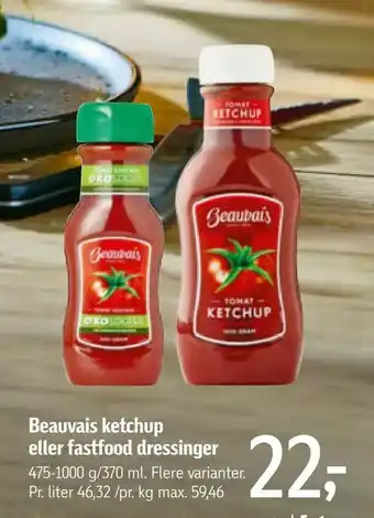 Føtex Beauvais ketchup eller fastfood dressinger tilbud