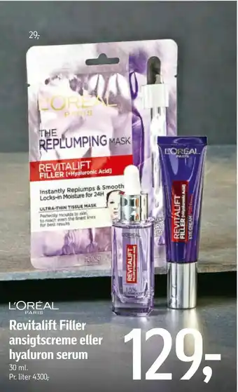 Føtex Revitalift Filler ansigtscreme eller hyaluron serum tilbud