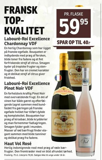 Labouré-Roi Excellence Chardonnay VDF, Labouré-Roi Excellence Pinot Noir VDF, Haut Vol Rosé