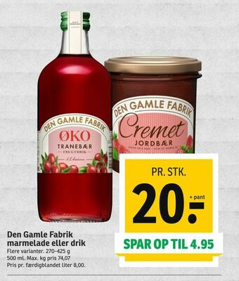 SPAR Den Gamle Fabrik marmelade eller drik tilbud