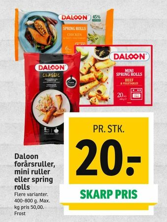 SPAR Daloon forårsruller, mini ruller eller spring rolls tilbud