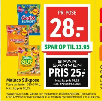 SPAR Malaco Slikpose tilbud