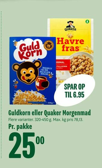 Min Købmand Guldkorn eller Quaker Morgenmad tilbud