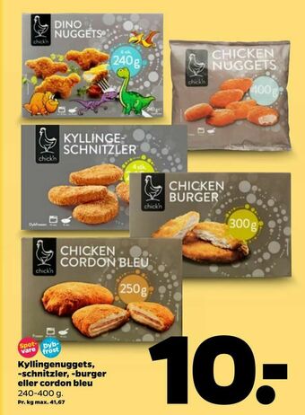 Netto Kyllingenuggets, -schnitzler, -burger eller cordon bleu tilbud