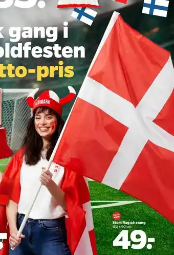 Netto Stort flag på stang tilbud