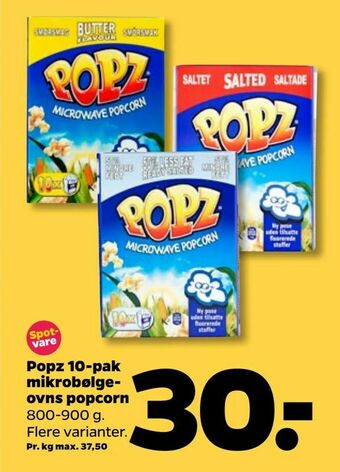 Netto Popz 10-pak mikrobølge ovns popcorn tilbud