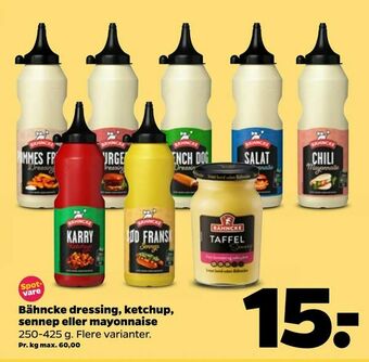 Netto Bähncke dressing, ketchup, sennep eller mayonnaise tilbud