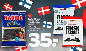 Netto Carletti finsk lakrids eller Haribo Super Piratos tilbud