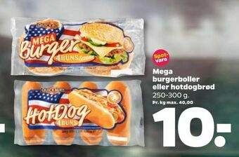 Netto Mega burgerboller eller hotdogbrød tilbud